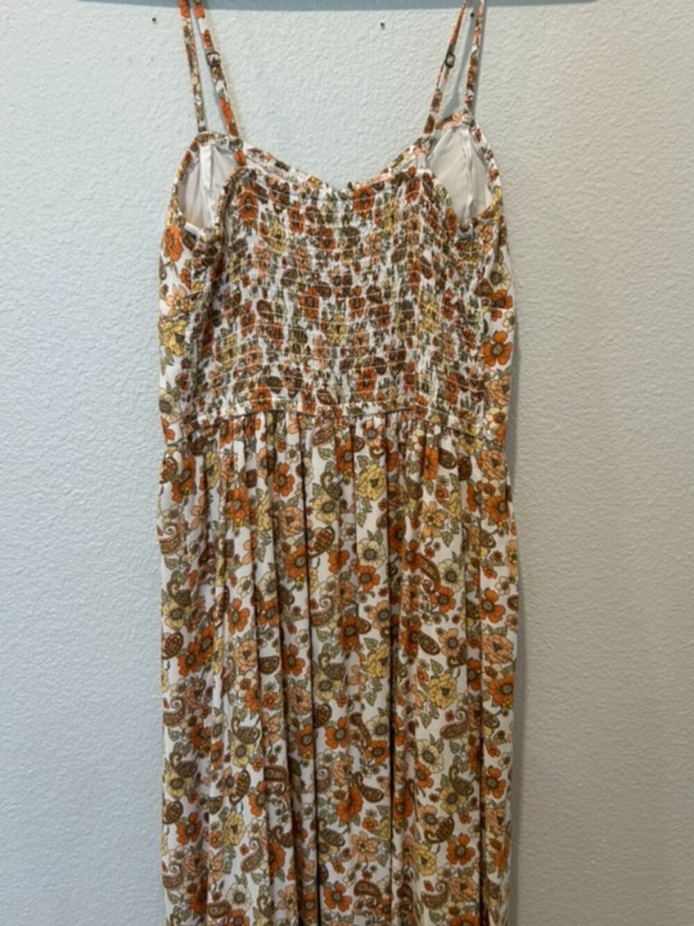 Floral Summer Dress, Orange and Yellow, Size S - Picture 3 of 4